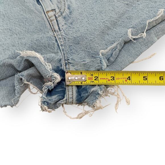 Zara Denim Size 6 Shorts Blue Frayed Hem 5-Pocket Distressed Festival Urban Chic - Picture 8 of 8